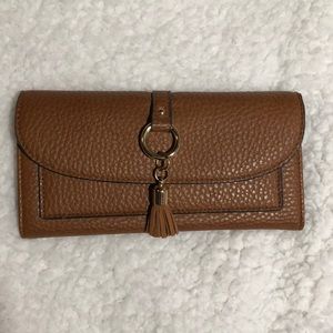 Faux leather brown wallet with tassel
